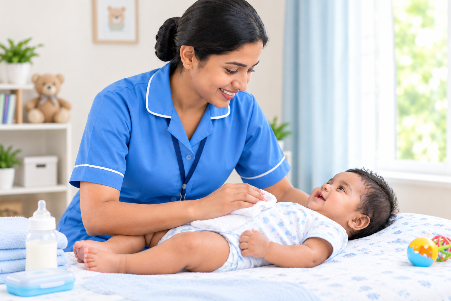 Baby care support and nurturing medical attention for infants